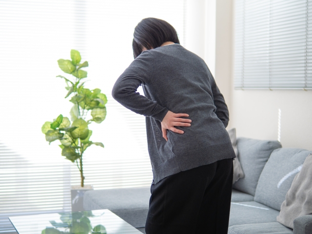 腰を痛めている女性